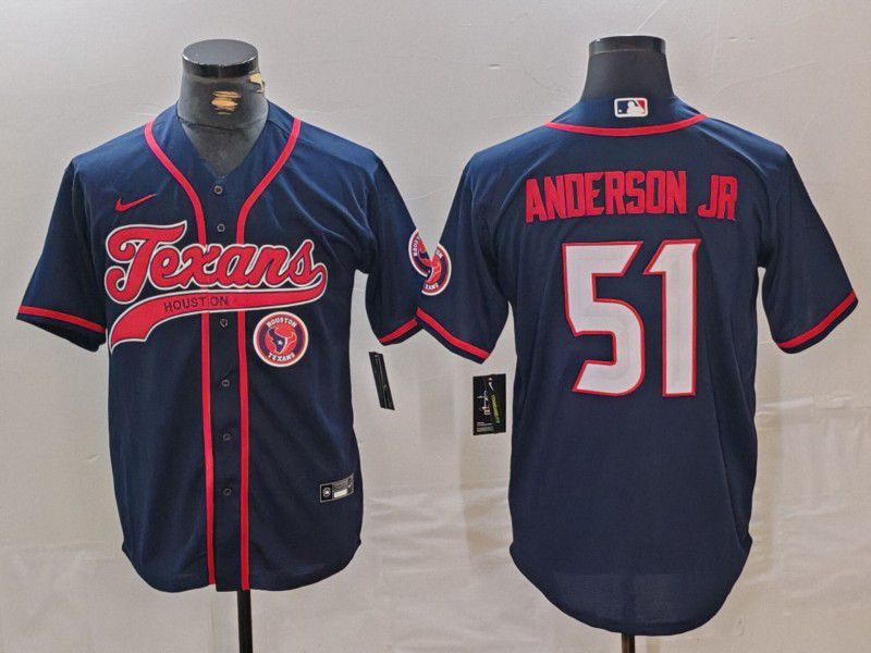 Men Houston Texans #51 Anderson Jr Blue Joint Name 2024 Nike Limited NFL Jersey style 1